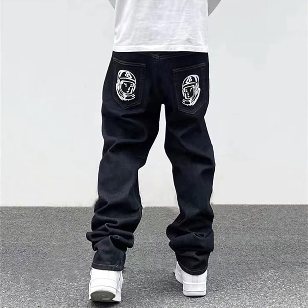 Men's Y2K Jeans Hip Hop Baggy Denim Pants Vintage Skateboard